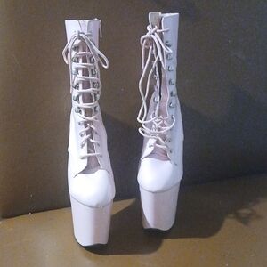 Pleaser Light Pink Lace-Up Platform Boots